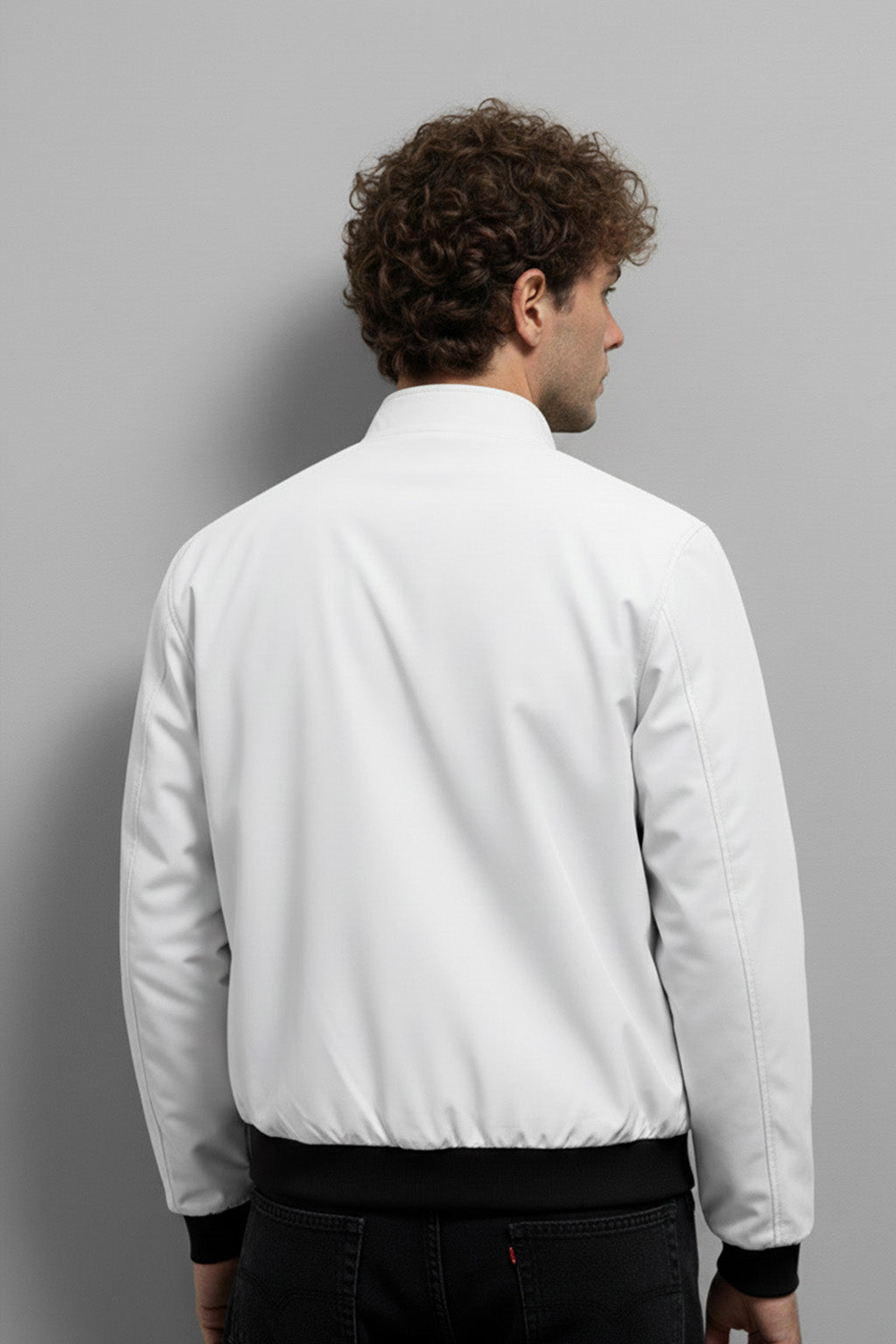 Veste Bombardier Légère à Ourlet Côtelé et Col Montant | Hugo – Blanc