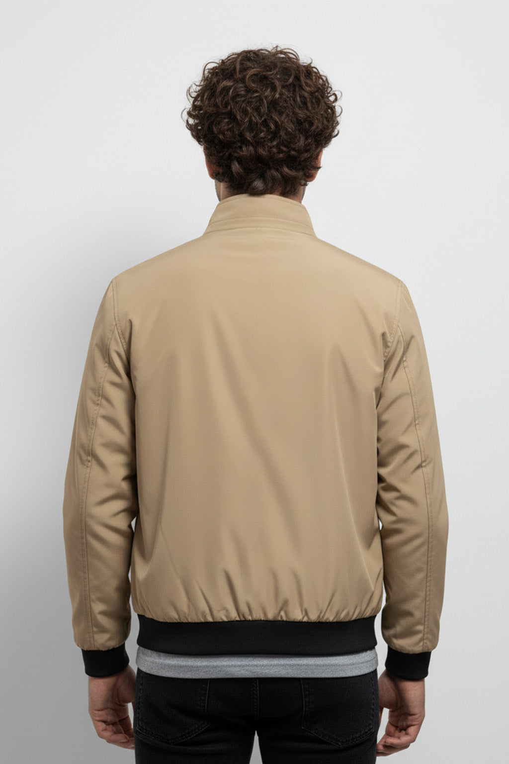 Veste Bombardier Légère à Ourlet Côtelé et Col Montant | Pierre – Crème