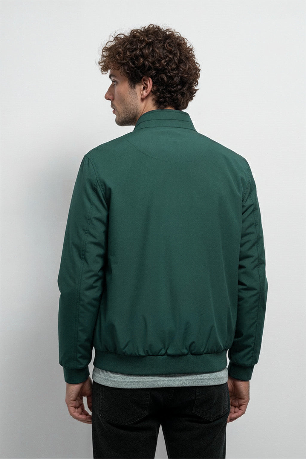 Veste Bombardier Légère à Ourlet Côtelé et Col Montant | Émile – Vert