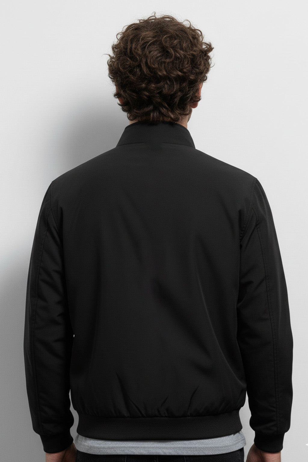 Veste Bombardier Légère à Ourlet Côtelé et Col Montant | Marc – Noir