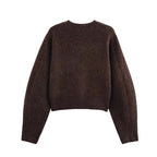 Brauner Strick-Cardigan für Damen mit praktischen Taschen und gemütlichem Design, ideal für den Alltag.