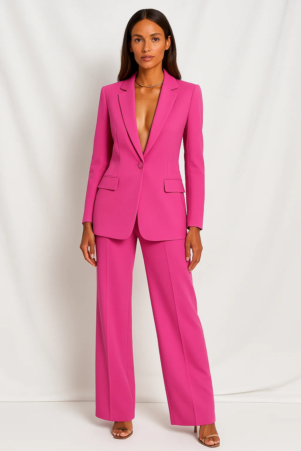 Damen-Ensemble aus Blazer und Hose, aus leichtem Baumwollmix, mit modernem Schnitt und trendigem Karomuster.