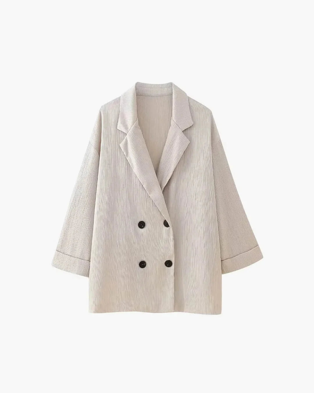 Satin Damenensemble in lockerer Passform mit doppelter Knopfleiste für einen eleganten, lässigen Look.