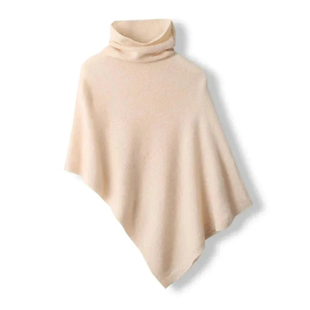 Poncho pour femmes en fauve, en matériau doux, avec coupe asymétrique et design polyvalent.