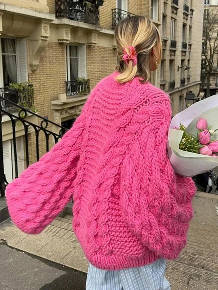 Pull für Frauen, gestrickt mit breiten Ärmeln, cocoon-Schnitt, aus weichem Material für bequemen Sitz und…