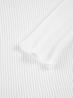 Ivory ribbed women's sweater with a high collar, made from soft, breathable fabric for comfort and warmth.