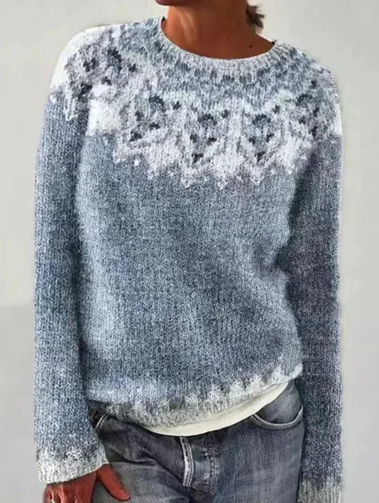 Gestreifter, retro Pullover für Damen aus weichem Strick mit weitem Bootsausschnitt und lässigem Schnitt.
