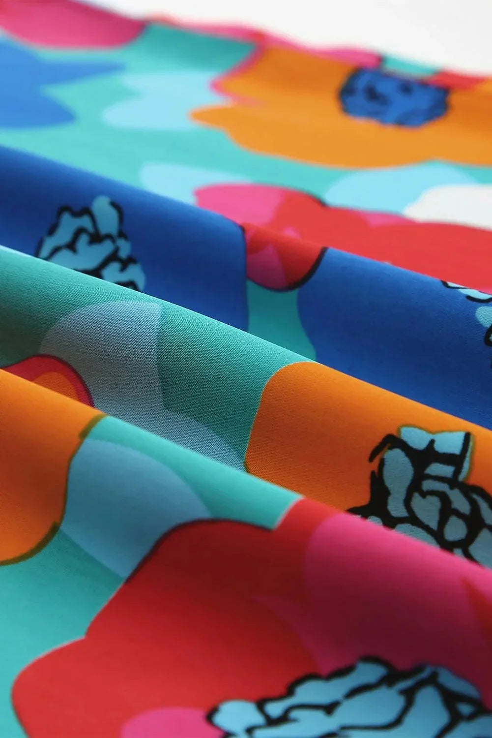 Robe courte à imprimé floral, col en V, manches 3/4, légère en coton, idéale pour l'été et les vacances à la plage.