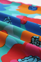 Robe courte à imprimé floral, col en V, manches 3/4, légère en coton, idéale pour l'été et les vacances à la plage.