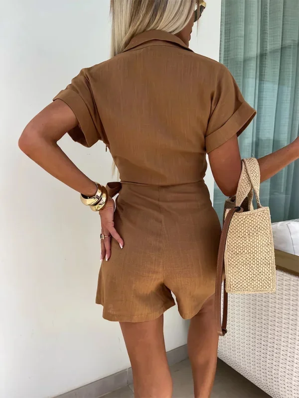 Robe courte portefeuille à manches courtes, col V, en tissu fluide, avec ceinture, idéale pour l'été, disponible en…