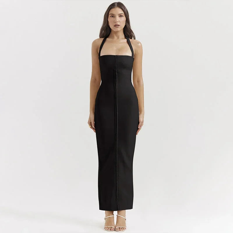 Robe longue ajustée sans manches en jersey avec fermeture zippée dans le dos et coupe flatteuse. Idéale pour les journées…