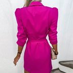 Robe courte en tissu léger, double boutonnage, ceinture et manches longues, idéale pour les soirées, disponible en plusieurs…