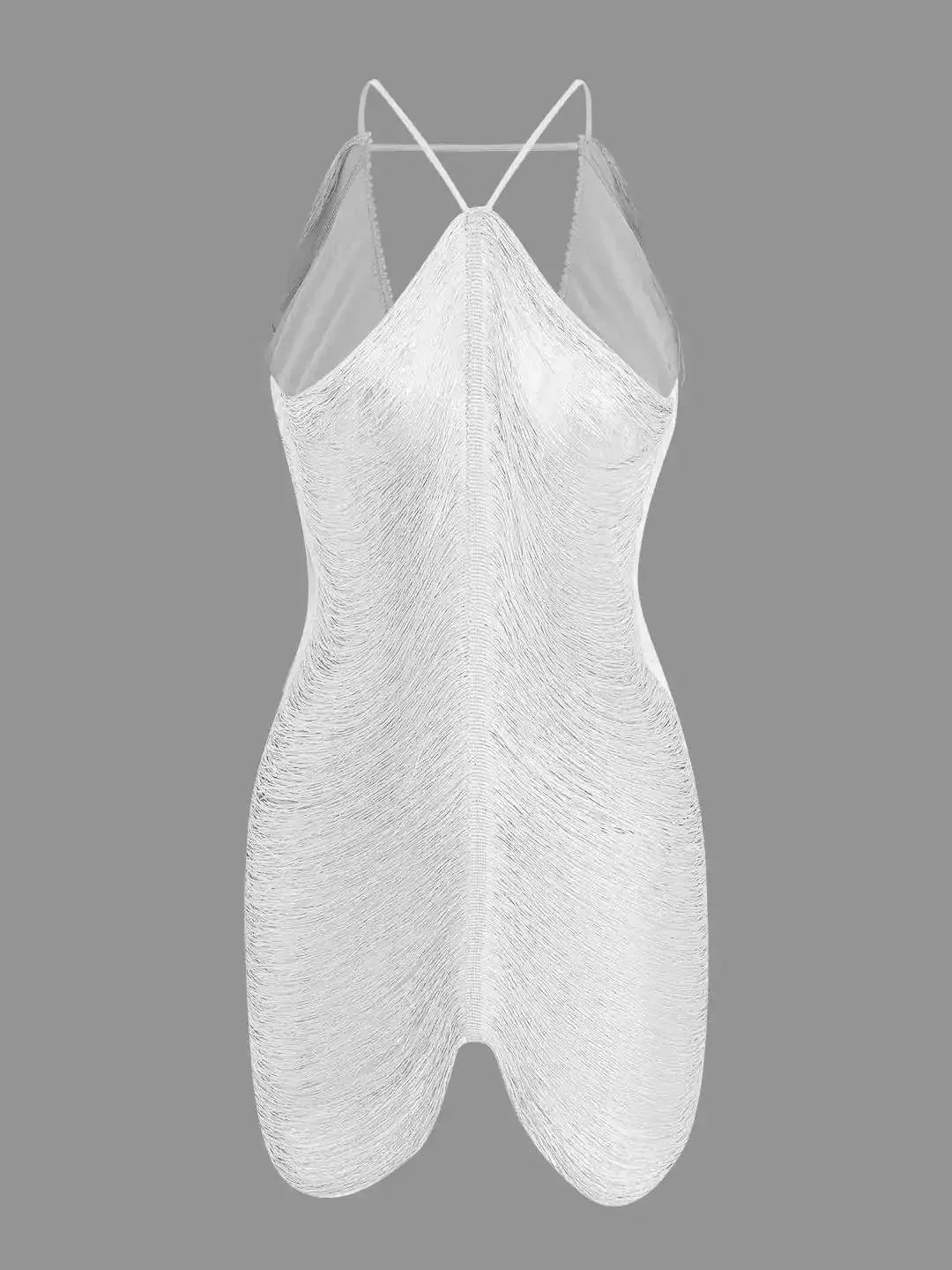 Robe courte asymétrique en tissu métallique avec fermeture éclair et dos nu, parfaite pour les soirées en club.