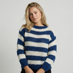 Pull femme décontracté à rayures, maille confortable