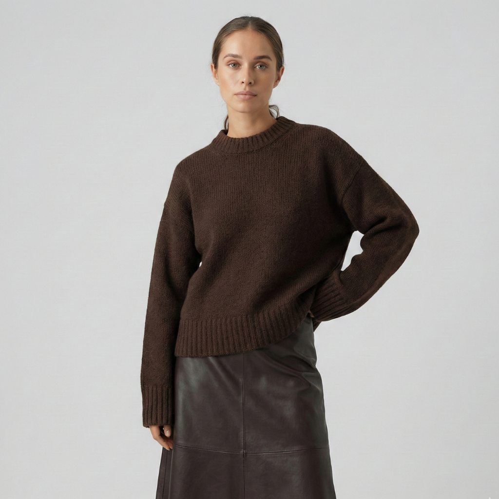 Pull femme ample tricoté à manches longues