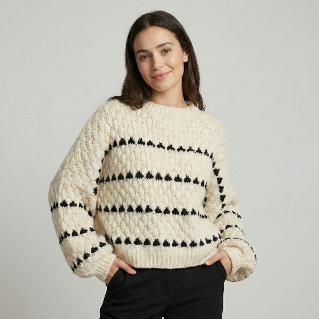 Pull en maille texturée avec design géométrique