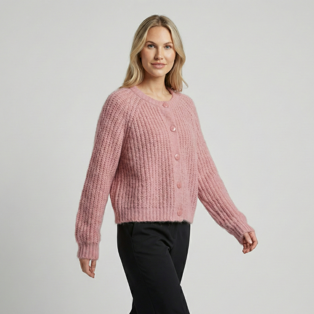 Cardigan femme en maille avec boutons sur le devant