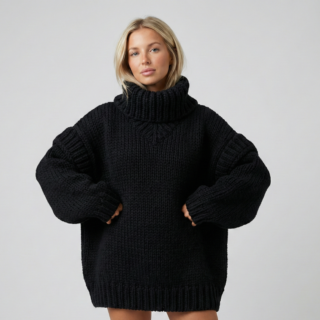 Robe-pull ample femme avec col roulé élégant