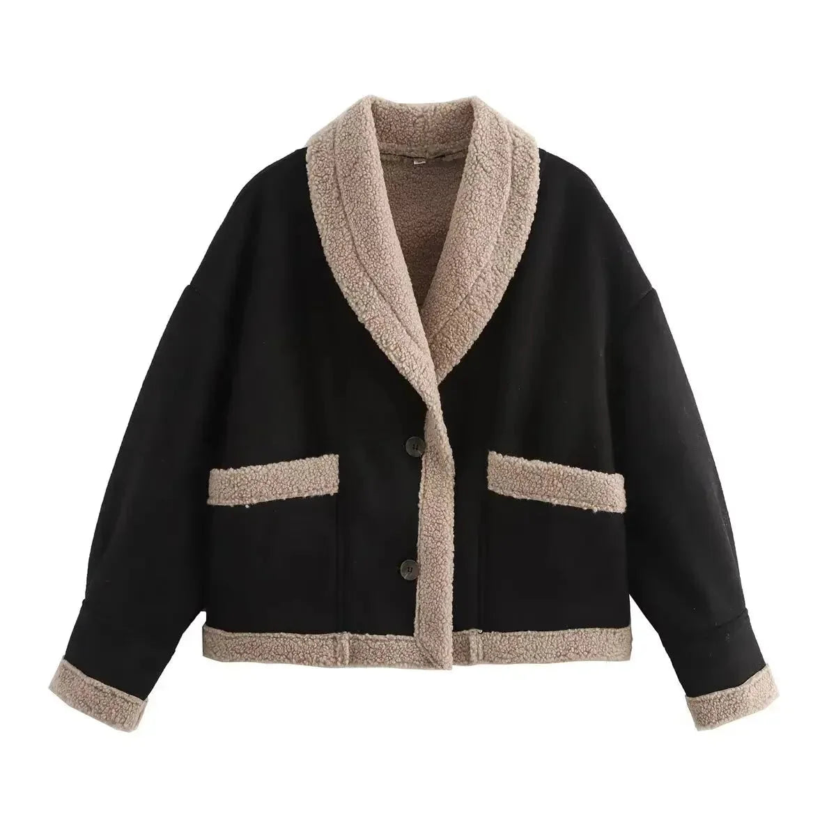 Damen Winterjacke aus Kunstsuede mit warmer Fütterung und klassischem Schnitt, ideal für kalte Tage.